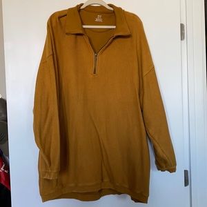Aerie Corduroy Quarter Zip Oversized Sweatshirt